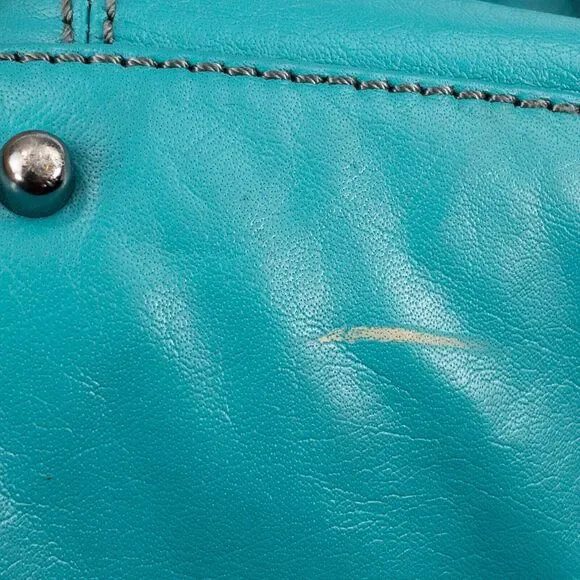 BCBG MAX AZRIA Bag Large Turquoise Bucket Hobo Satchel Tote Pockets - Picture 10 of 16